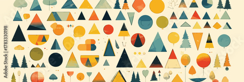 Patrón abstracto de formas geométricas minimalistas y colores cálidos, ideal para diseño gráfico.