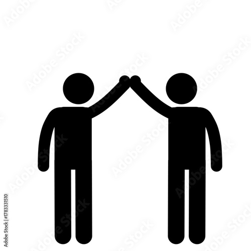 Two stick figures doing a high five gesture.