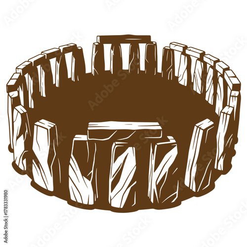 Illustrated vintage art depicting stonehenge a famous prehistoric megalithic monument