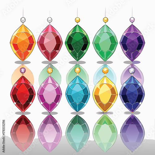 Array of Faceted Gemstones in Different Hues amethyst