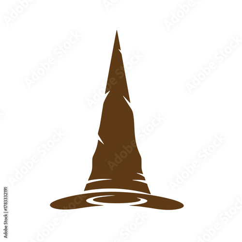 Illustration of a brown witch hat isolated on a white background for halloween graphics