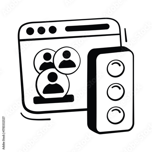 Get this amazing doodle style icon of user management, modern vector