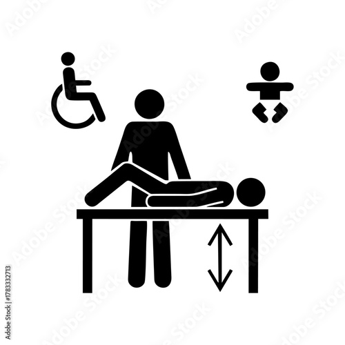 Universal changing place vector design sign public information symbols standard ISO 7001