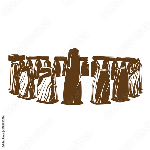 Illustration of stonehenge a bronze age archaeological site in wiltshire england vintage art