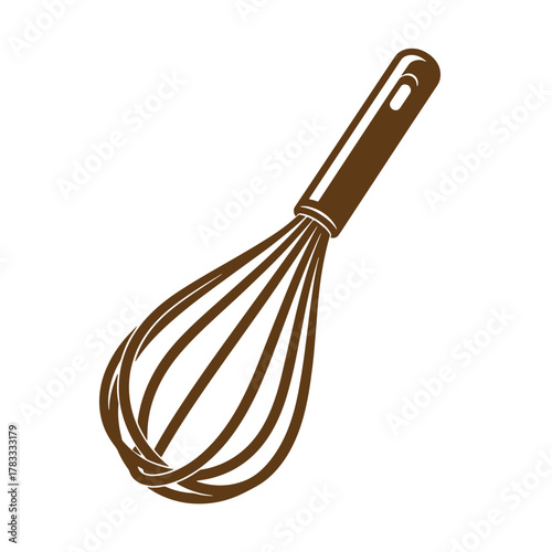 Isolated brown kitchen whisk vintage art vector illustration suitable for culinary designs