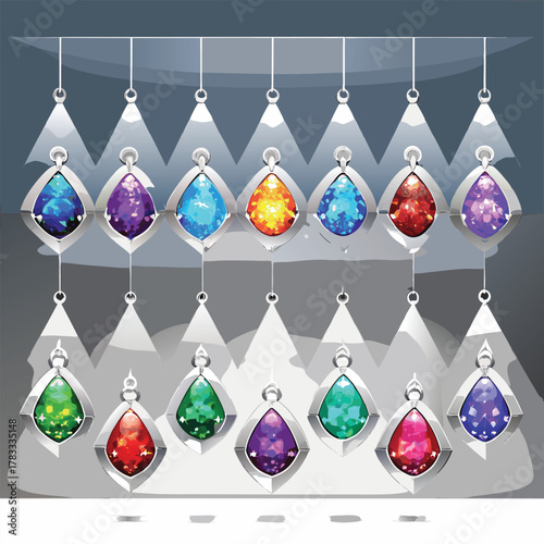 Collection of Teardrop Gemstone Pendants on Display