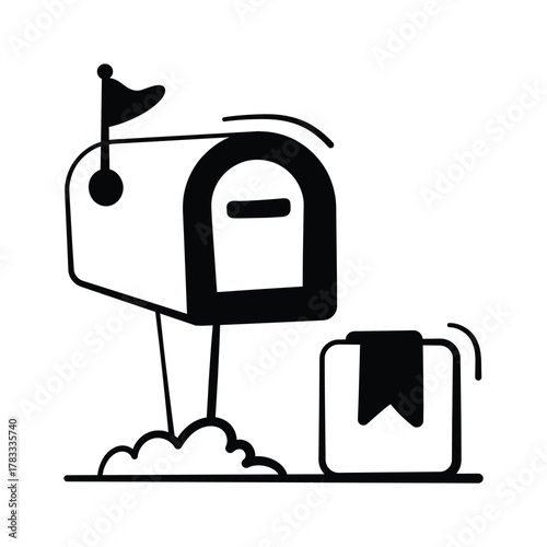 Letter box icon representing mail, communication, and ecommerce shopping