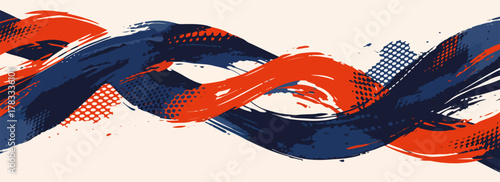 Un'illustrazione vettoriale astratta con pennellate audaci in rosso e blu che si intrecciano, creando un motivo dinamico e moderno.