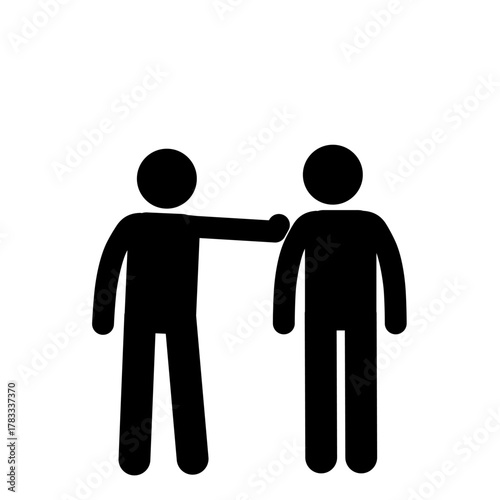 Stick figure expressing refusal with hand gesture.