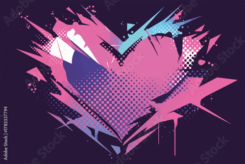 Un cuore astratto e colorato, un'esplosione di emozioni e creatività, ideale per design e progetti grafici moderni e accattivanti.