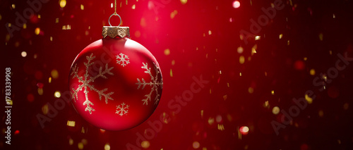 Decorative Christmas ball on festive background.