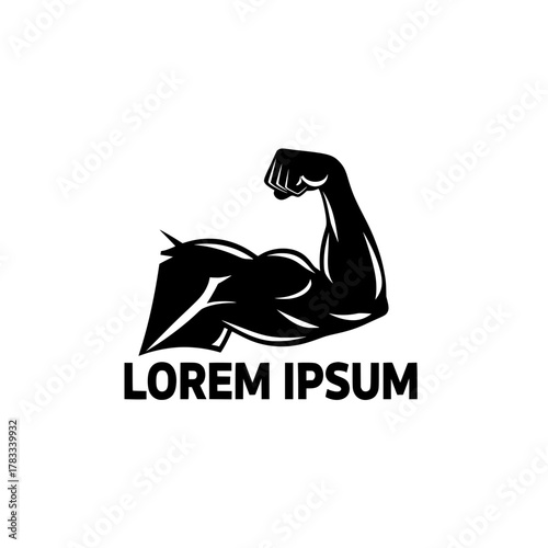 Powerful human arm flexing bicep, illustrating strength, fitness, and bodybuilding potential, ideal for sports and health-related branding concepts and athletic identity