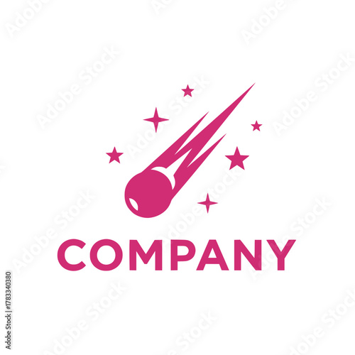 Dynamic pink comet logo icon, representing a shooting star with celestial sparkle, symbolizing innovation, rapid progress, and aspirational business growth