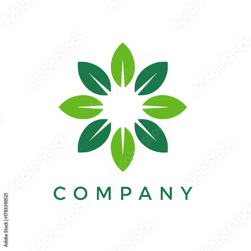 Green leaf circular logo representing nature and eco-friendly concepts