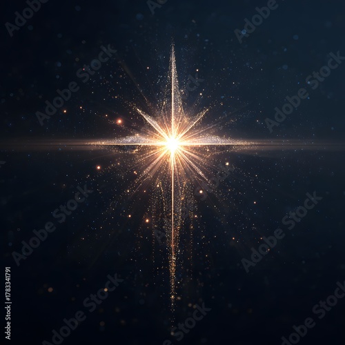 Beautiful Christmas star glowing in the night sky