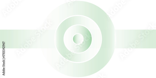 A modern abstract design featuring pale green concentric circles creating a ripple effect on a white background.