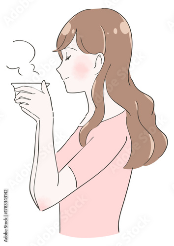 紅茶を飲む女性のイラスト