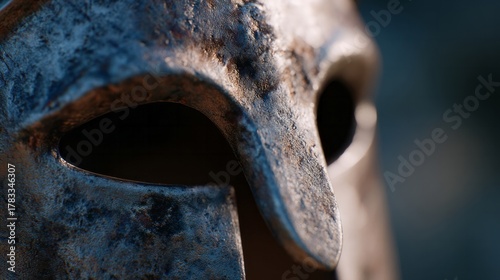 Ancient warrior's weathered helmet, whispering of bygone battles, evokes uncommon courage amidst Lunar New Year and Solstice mystique
