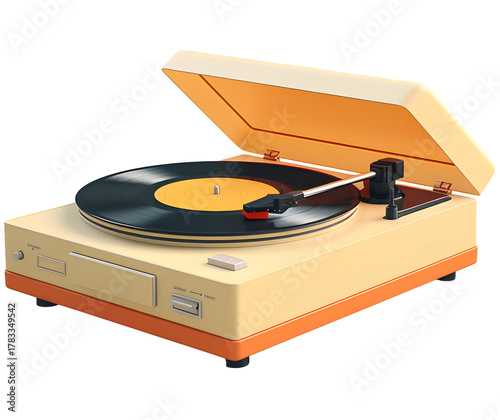 vinyl record player, isolated background.