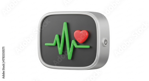 Heart rate monitor device with ekg heartbeat pulse line and heart symbol for medical health check up tool