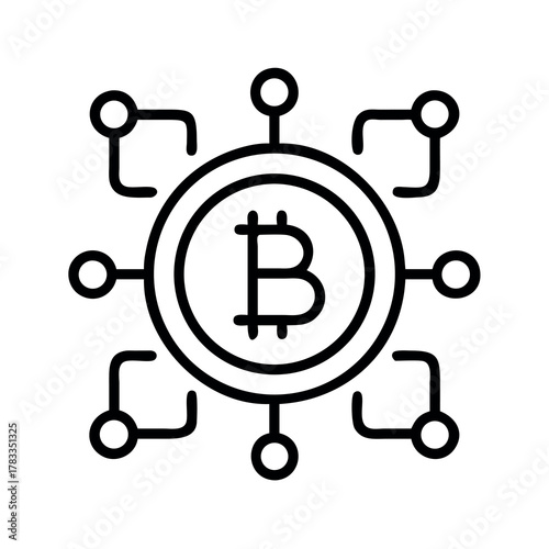 Abstract bitcoin network icon symbolizing decentralized digital currency and blockchain technology