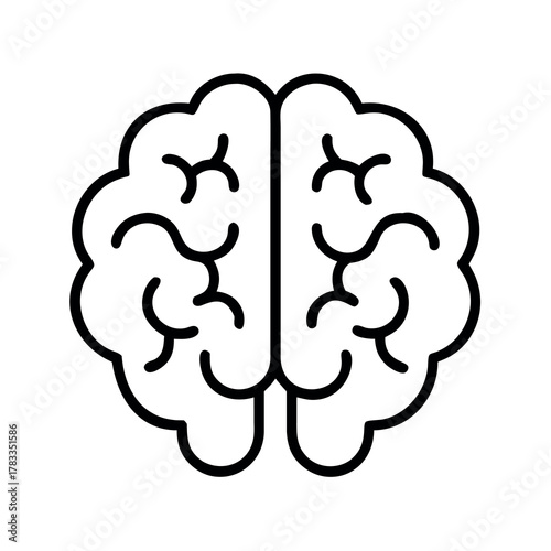 Stylized outline of a human brain showing hemispheres and neural connections