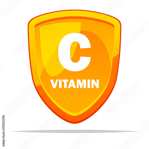 Healthy vitamin c shield icon vector isolated illustration