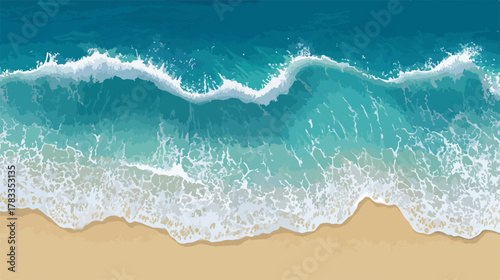 Onda marina turchese che si infrange sulla sabbia dorata della spiaggia in un giorno di sole.