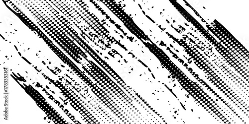 abstract halftone background with wavy surface made of black dots on white