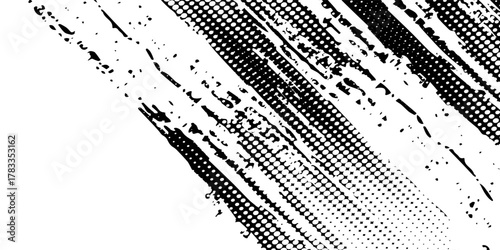 abstract halftone background with wavy surface made of black dots on white