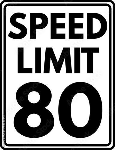 Speed limit 80 mph traffic sign