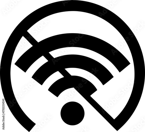 No Wi Fi Icon Silhouette black , white background