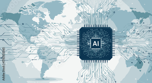 Artificial Intelligence Chip Dominates the World, Representing Global Technology.
