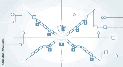 Digital security concept with blockchain technology and data protection.