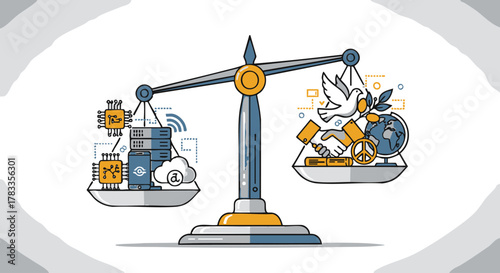 Balance of Technology and Peace - A Symbolic Representation of Modern Society.