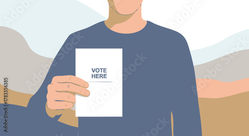 Person holding a voting ballot, ready to cast their vote for election.