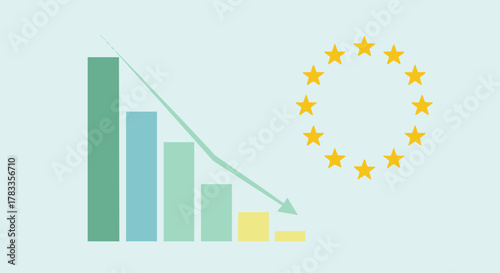Economic decline in Europe - a visual representation of falling trends and challenges.