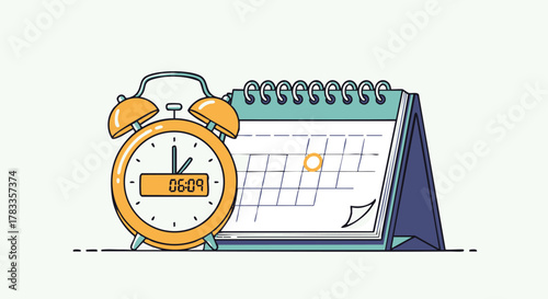 Alarm clock and calendar representing time management and scheduling for appointments.