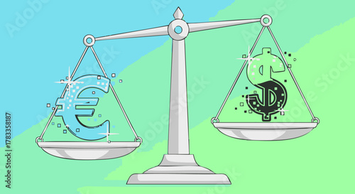 Euro and Dollar Balance - A Visual Representation of Currency Exchange.