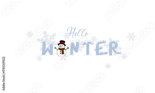 Hello Winter. Christmas Lettering. Merry Christmas Quote. Vector Illustration