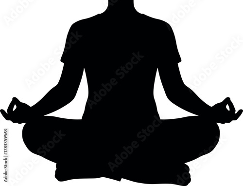 Silhouette of a person meditating in a lotus pose with hands in gyan mudra gesture