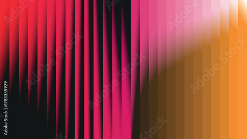 Abstract lines exhibit shifting shades from red to pink and ultimately transition into orange