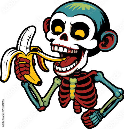 Monkey eating a peeled banana peeling fruit