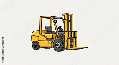 Yellow forklift truck vector illustration for industrial equipment and warehouse machinery design concept