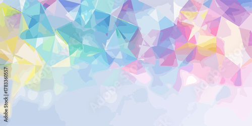 パステルカラーの多角形が織りなす、柔らかくも幾何学的な抽象ベクター背景素材で、優雅さとモダンな印象を与え、創造的なデザインを演出します。