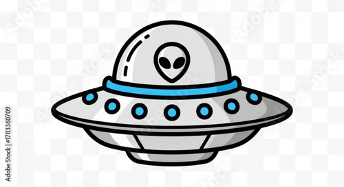 Cartoon ufo alien spaceship flying saucer vector illustration for kids and creative design projects