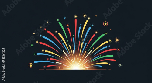 Colorful fireworks display illustration for new year celebration and holiday background design vector art