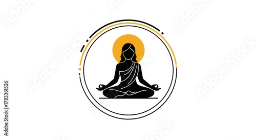 Meditation yoga pose vector illustration zen wellness spiritual balance mindfulness relaxation pose health 100