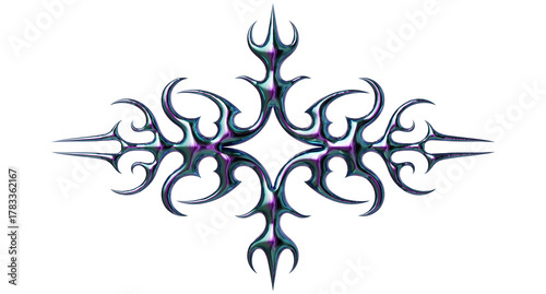 3d render of Cybersigilism ornamental gothic sigil patterns with neo tribal lines and cyber aesthetic