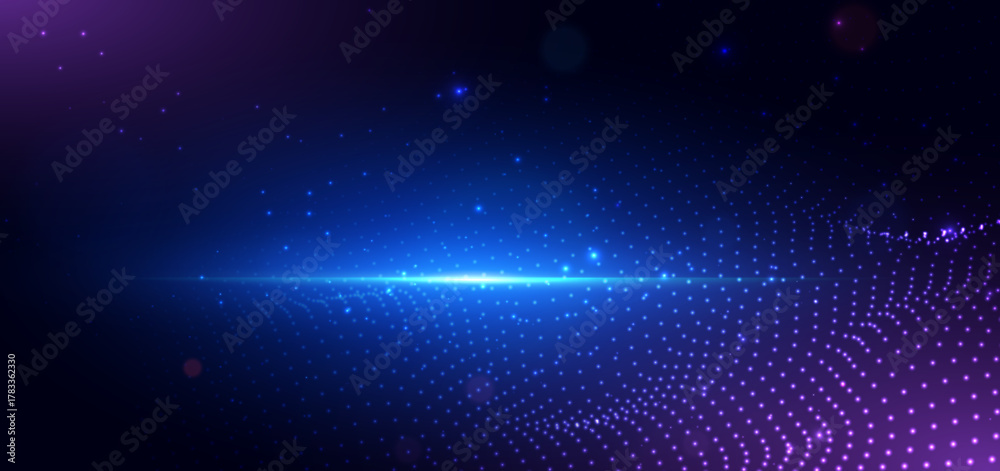 Obraz premium Technology futuristic digital dot glowing network connection dotted glowing on dark background.